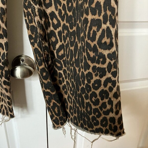 Zara Animal Print Jeans Womens 00 Wide Leg Raw Hem Leopard Cheetah - Picture 3 of 10